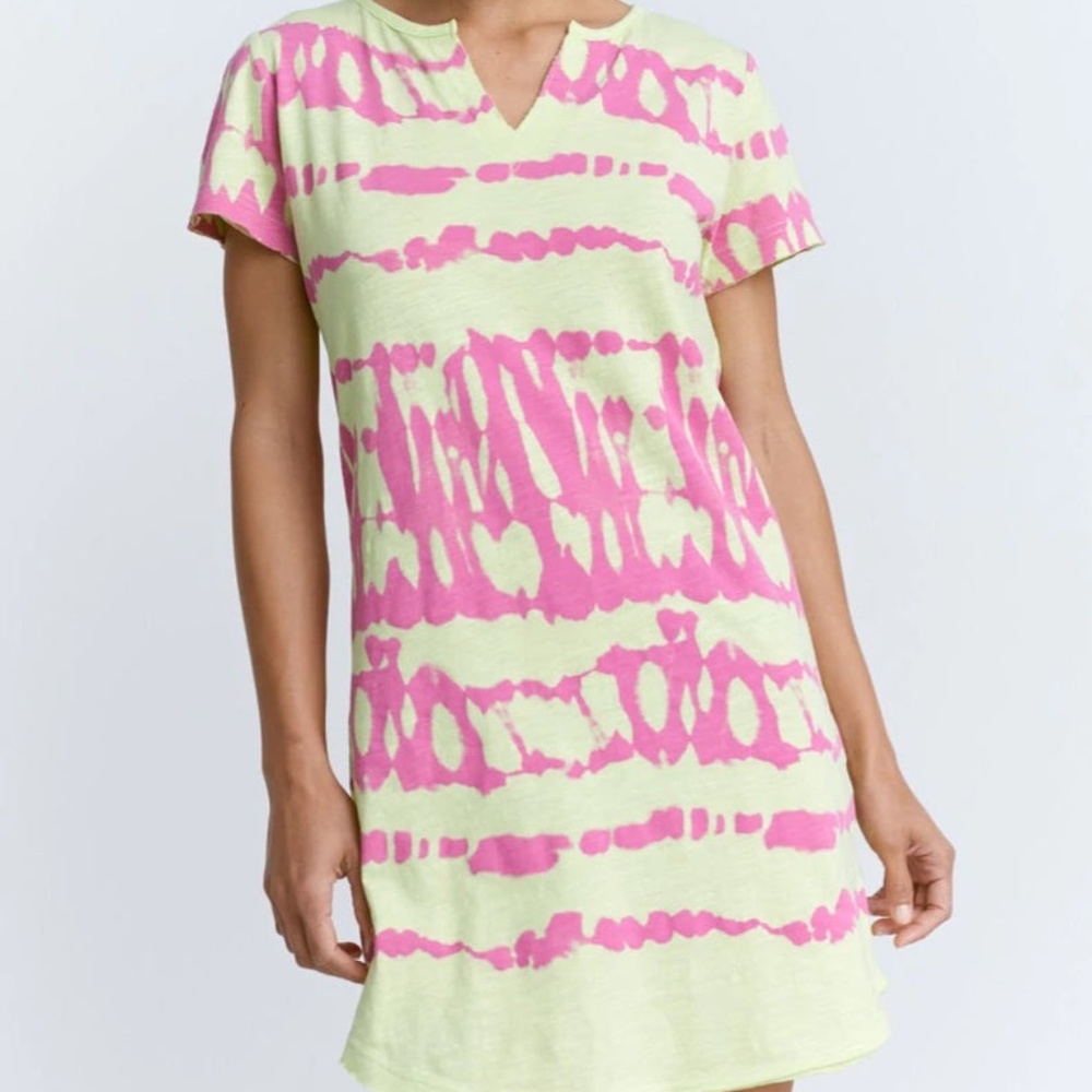 Lisa Todd Pink and Yellow/Lime T-shirt Dress size S